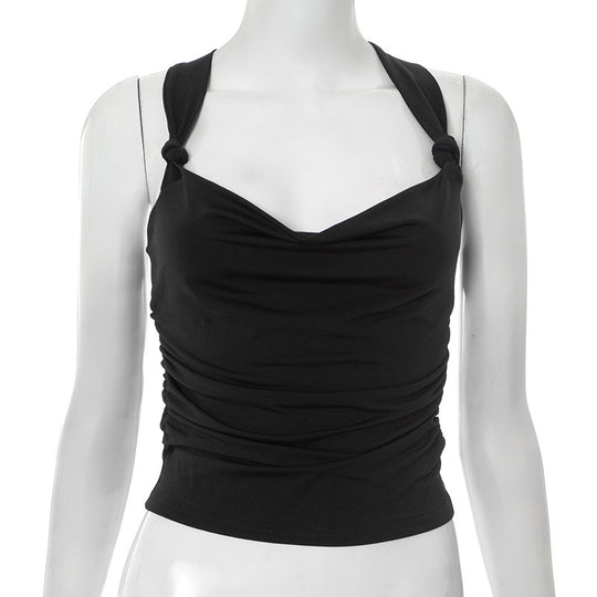 Damen modisches Top mit Knoten-Detail und Raffungen EB