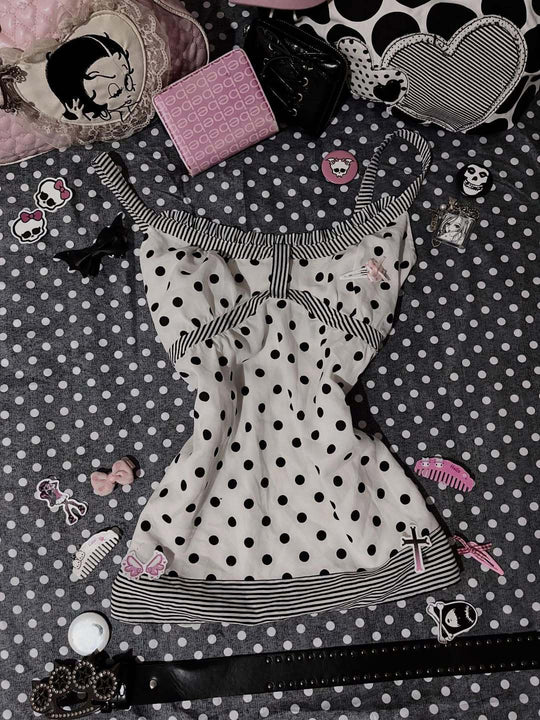 Damen Charmantes Polka-Dots Top EB