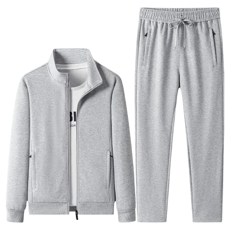 Herren Freizeit-Trainingsanzug Set mit Stehkragen Reißverschlussjacke und Jogginghose aus French Terry EB