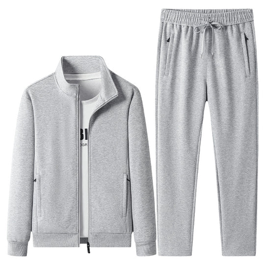 Herren Freizeit-Trainingsanzug Set mit Stehkragen Reißverschlussjacke und Jogginghose aus French Terry EB