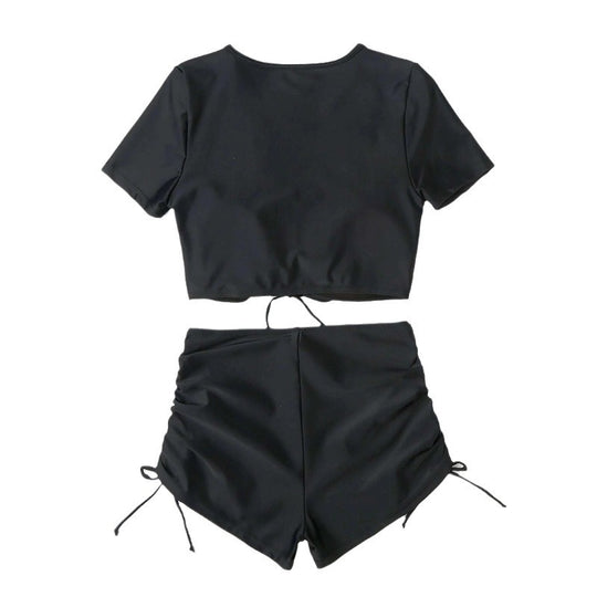 Damen Sport-Bikini mit floralem Design und hohem Bund EB