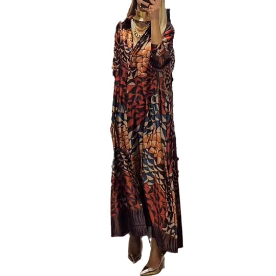 Damen Maxikleid mit modernen geometrischen Mustern Heidi-Mode