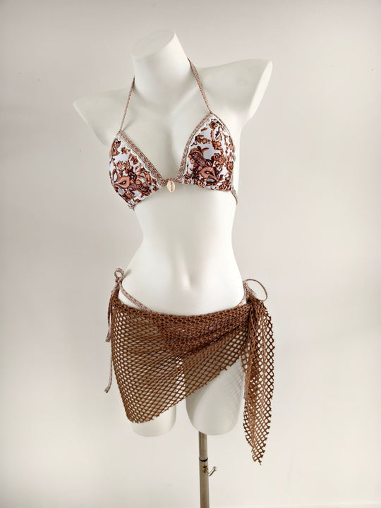 Damen Triangel-Bikini mit modischen Netzrock-Details EB