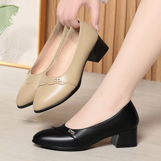 Damen Elegante Pumps mit komfortablem Blockabsatz und dekorativem Akzent EB