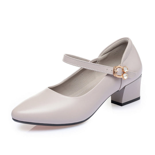 Damen Mary Jane Pumps mit modischem Schmuckdetail und komfortablem Blockabsatz EB