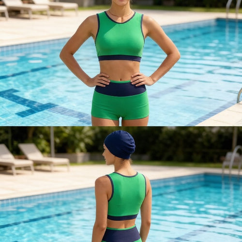 Damen Sportliches Bikini-Set mit hoch geschnittenem Höschen EB