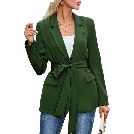 Damen eleganter Blazer mit tailliertem Schnitt und Gürtel EB