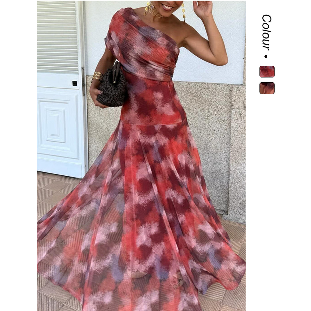 Damen Wickelkleid mit modischem Farbmuster und elastischem Tailleneinsatz EB