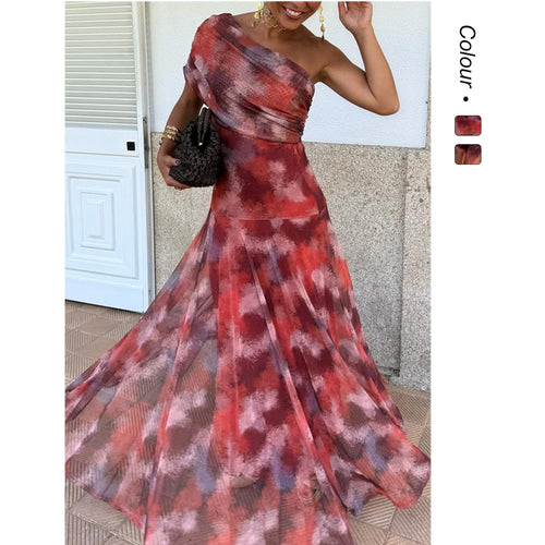 Damen Wickelkleid mit modischem Farbmuster und elastischem Tailleneinsatz EB