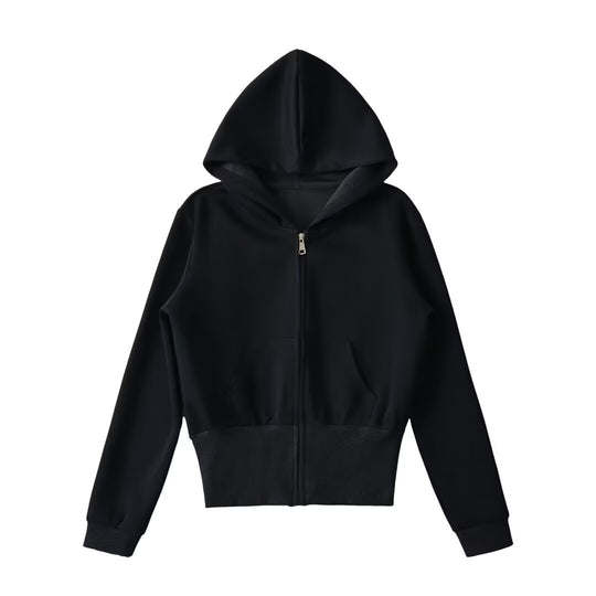 Damen lässige Kapuzenjacke mit Reißverschluss und praktischen Taschen EB