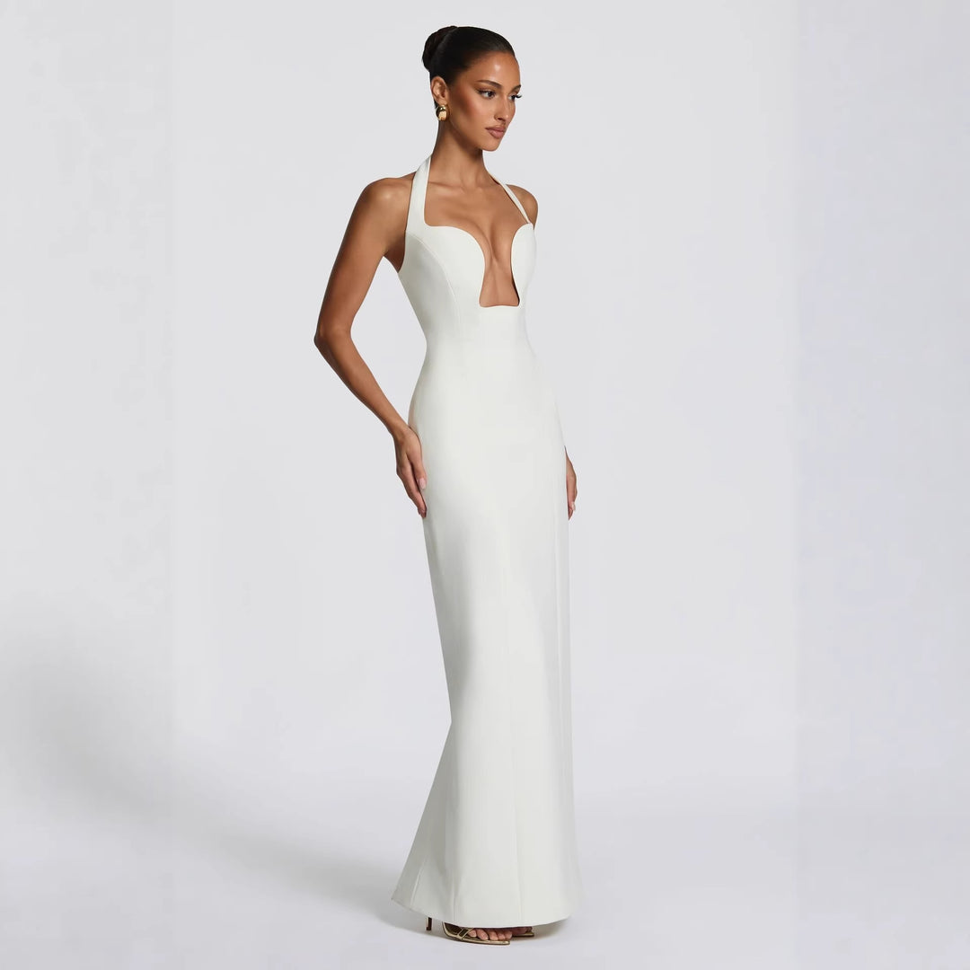 Damen Abendkleid mit tiefem V-Ausschnitt und figurbetontem Schnitt EB