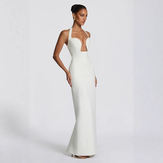 Damen Abendkleid mit tiefem V-Ausschnitt und figurbetontem Schnitt EB
