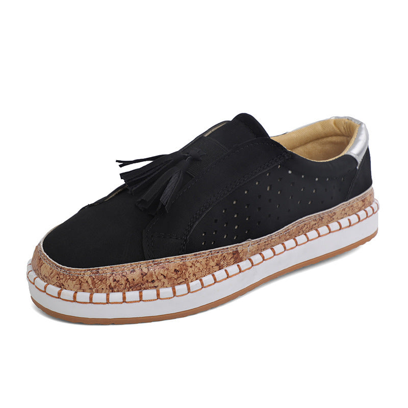 Damen Sneaker mit atmungsaktivem Obermaterial und korkartiger Sohle EB