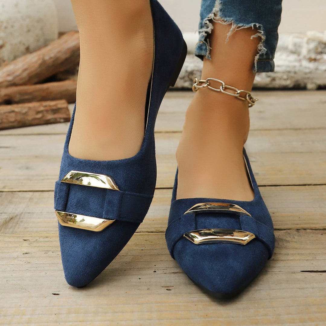 Damen Elegante Ballerinas mit modischem Schnallen-Design EB