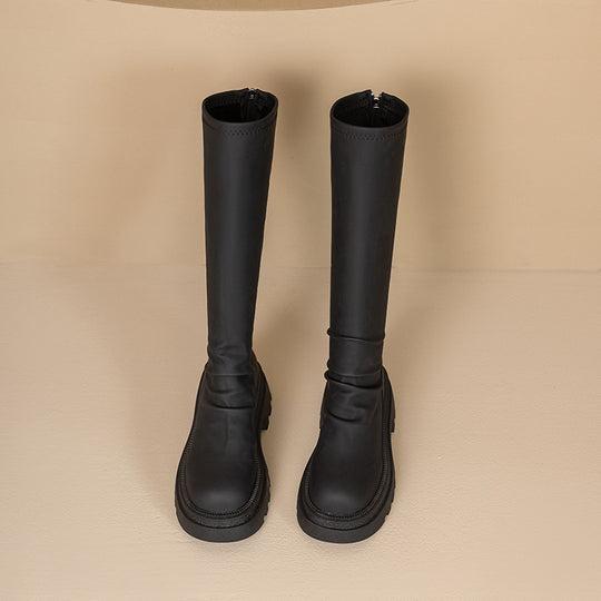 Damen hohe Gummistiefel mit rutschfester Profilsohle und elastischem Schaft EB