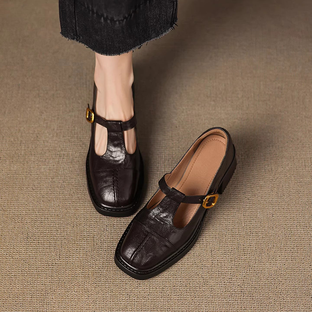 Damen Elegante Ballerinas mit modischer Schnallenverzierung EB