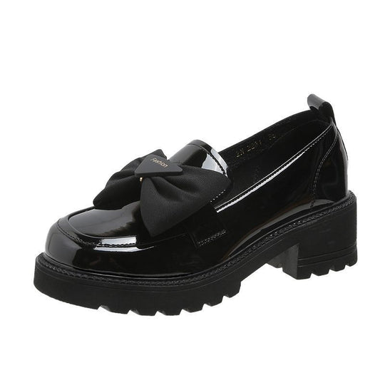 Damen modische Lack-Schuhe mit dekorativem Schleifenakzent und rutschfester Sohle EB