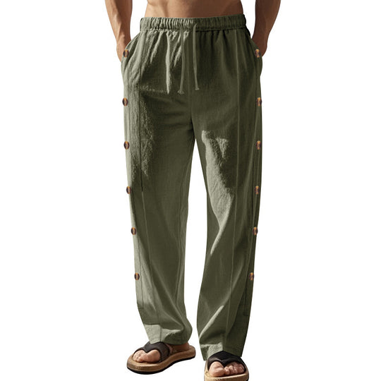 Herren Bequeme Freizeithose mit Knopfdetails und elastischem Bund EB