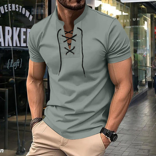 Herren lässiges Poloshirt mit Schnürung EB