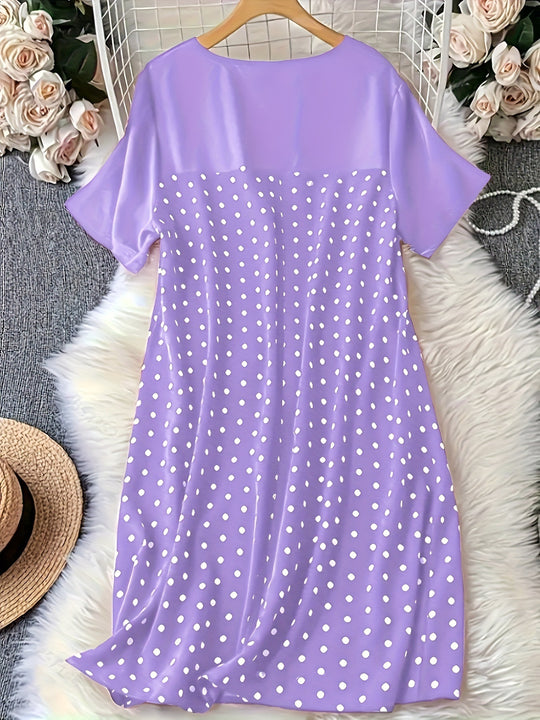 Damen Polka-Dot A-Linie Freizeitkleid EB