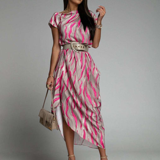 Damen Maxi-Kleid mit elegantem Wickel-Design und seitlichem Gürtel EB