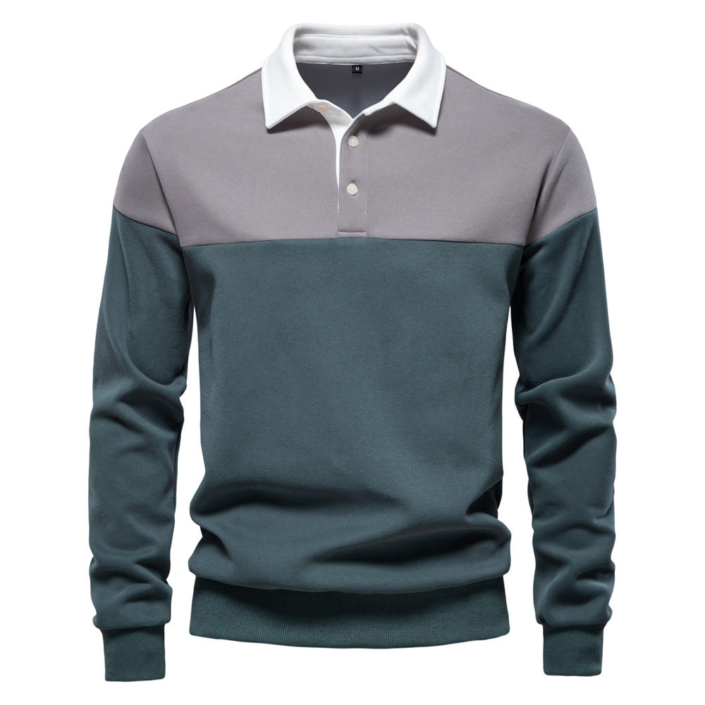Herren Langarm Poloshirt mit modernen Farbapplikationen und hochwertigem Stoff EB