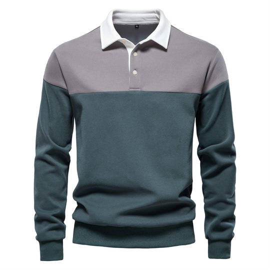 Herren Langarm Poloshirt mit modernen Farbapplikationen und hochwertigem Stoff EB