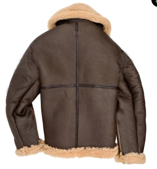 Herren Lammfelljacke mit Taschen und robustem Material EB