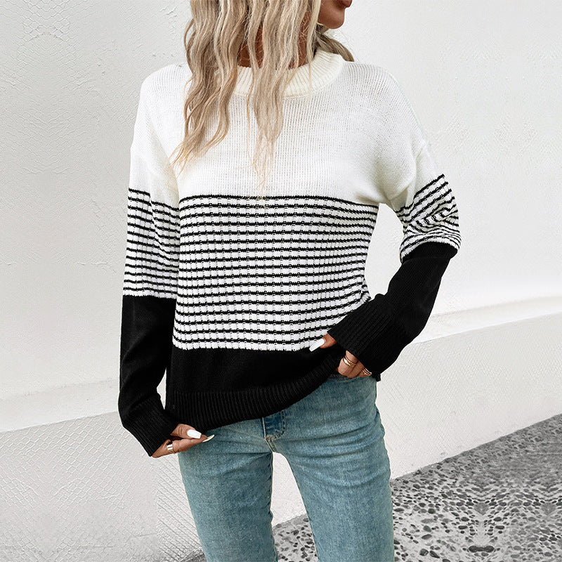 Damen Strickpullover mit modernem Muster und lässigem Schnitt EB