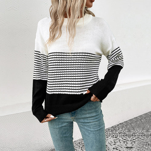 Damen Strickpullover mit modernem Muster und lässigem Schnitt EB