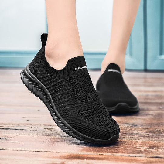 Damen Komfortable Slip-On Sneakers mit rutschfester Sohle EB