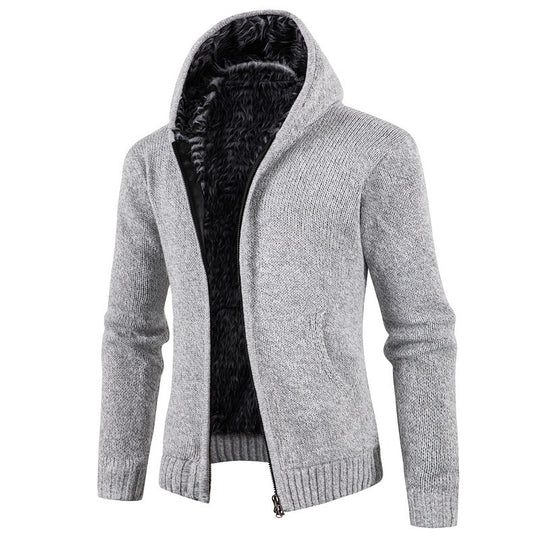 Herren kuschelige Strickjacke mit hohem Kragen und praktischen Taschen EB