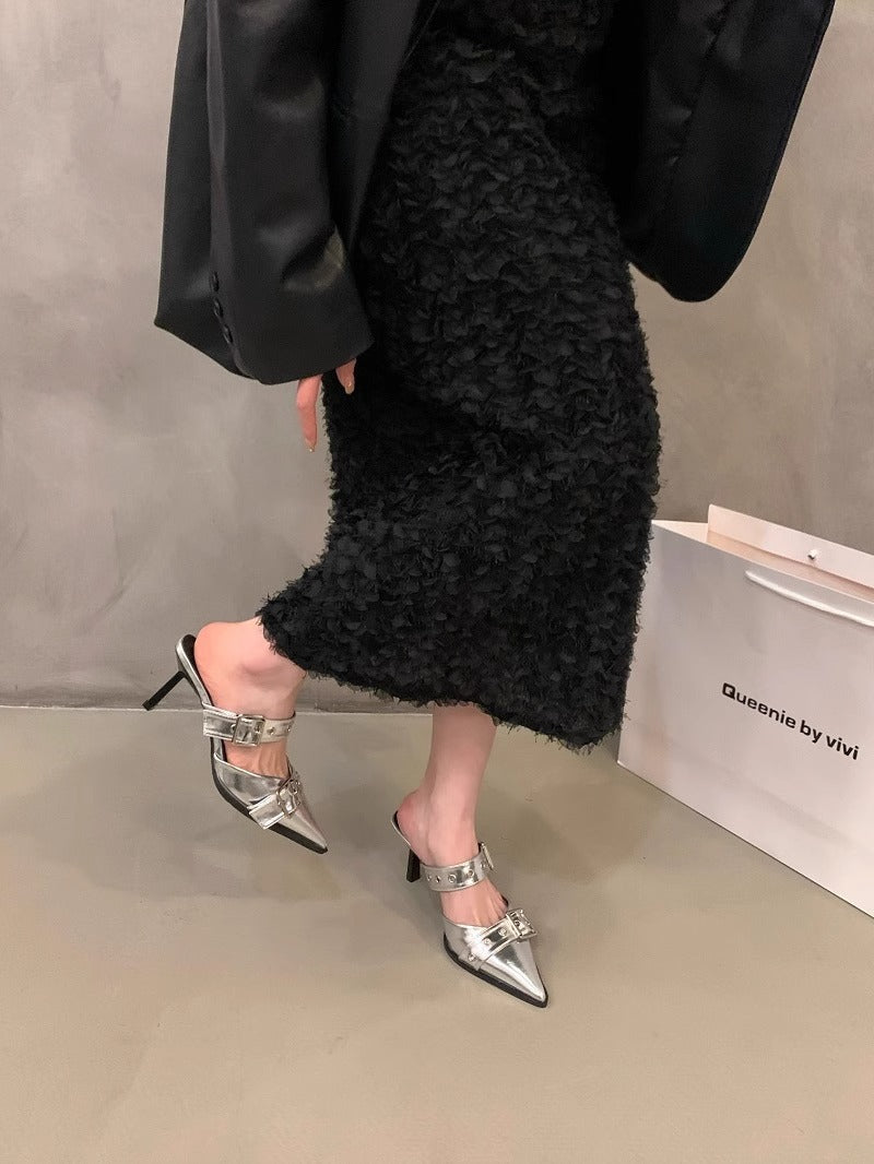 Damen elegante Slingback Pumps mit modischem Schnallen-Design EB