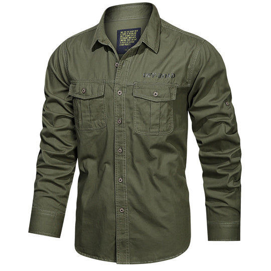 Herren  robustes Utility-Hemd mit aufgesetzten Brusttaschen und Ärmelriegel EB