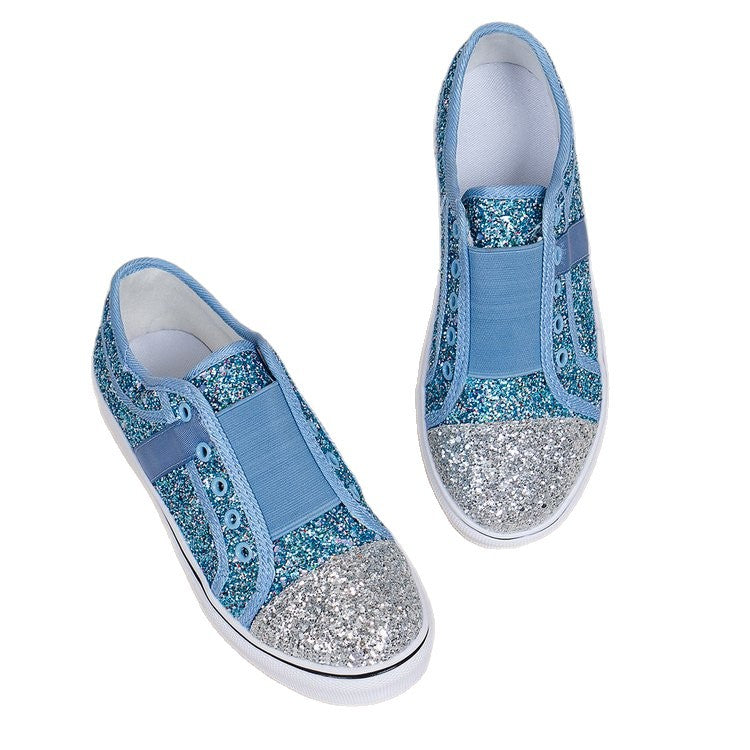 Damen Glitzernde Slip-On Sneakers mit elastischem Einsatz und dekorativen Akzenten EB