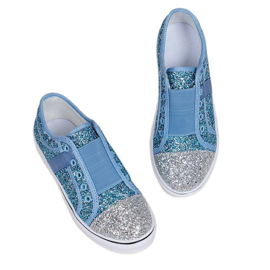 Damen Glitzernde Slip-On Sneakers mit elastischem Einsatz und dekorativen Akzenten EB