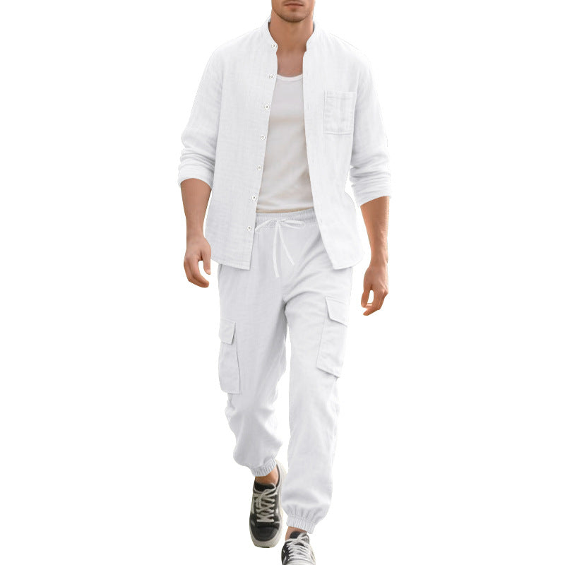 Herren lässiges Leinen-Set mit praktischen Taschen und atmungsaktiver Stoffqualität EB