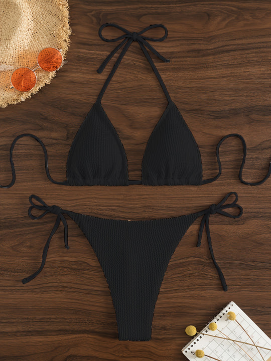 Damen Triangel-Bikini-Set mit verstellbaren Bindebändern EB