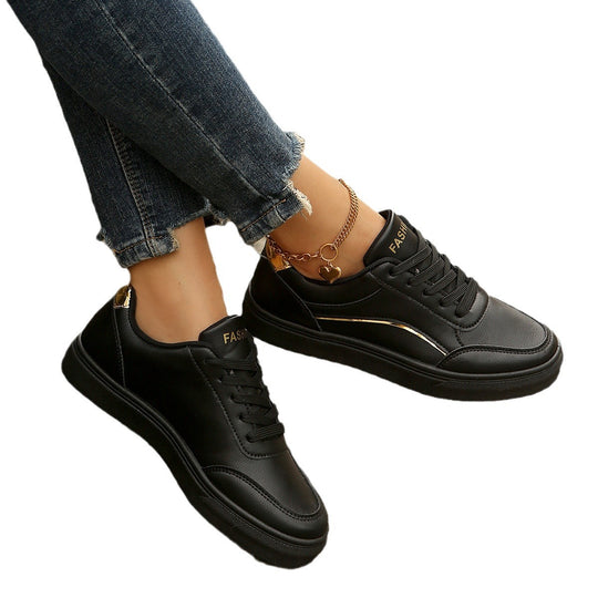 Damen Modische Sneaker mit goldenen Akzenten und rutschfester Sohle EB