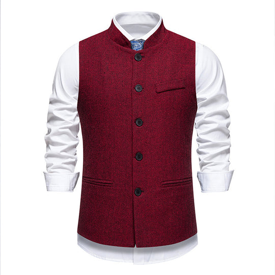Herren elegante Weste im Herringbone-Design mit funktionalen Taschen EB