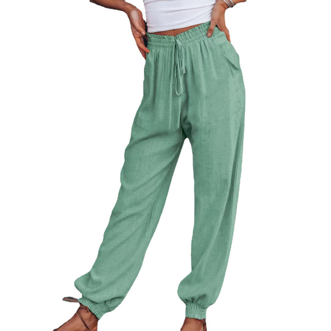 Damen Bequeme und legere Hose mit elastischem Bund und vielseitigen Taschen EB