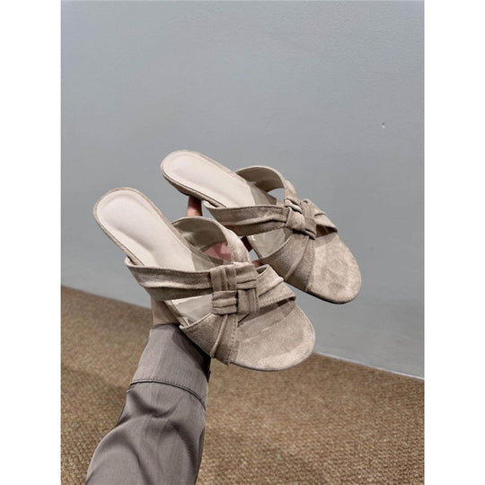 Damen Ballerina-Sandalen mit dekorativem Knoten-Riemen EB