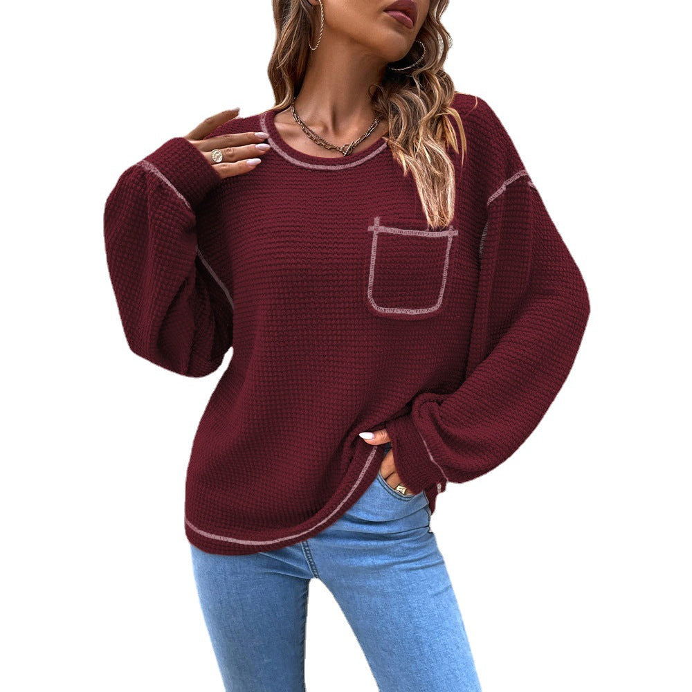 Damen lässiger Pullover mit modischen Puffärmeln EB