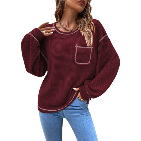 Damen lässiger Pullover mit modischen Puffärmeln EB