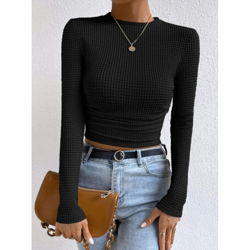 Damen Langarm-Crop-Top aus strukturiertem Jersey EB