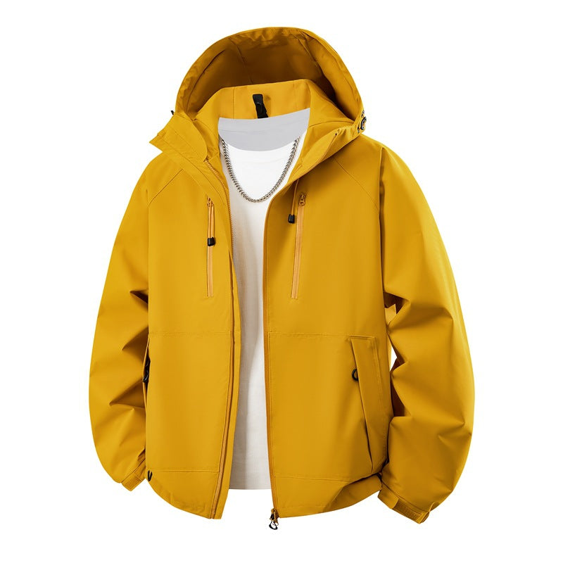 Herren matte Softshell-Kapuzenjacke mit verschweißten Nähten, Zweiwege-Reißverschluss und verstellbarem Kordelsaum EB