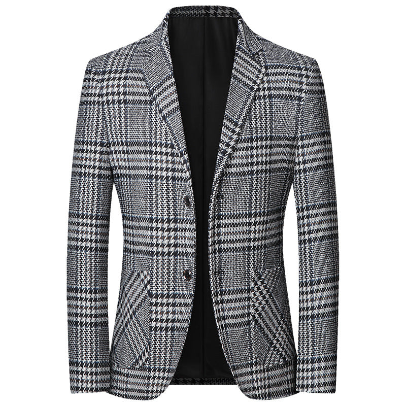 Herren Glencheck-Sakko Slim Fit aus Wollmischung mit dezentem Overcheck EB