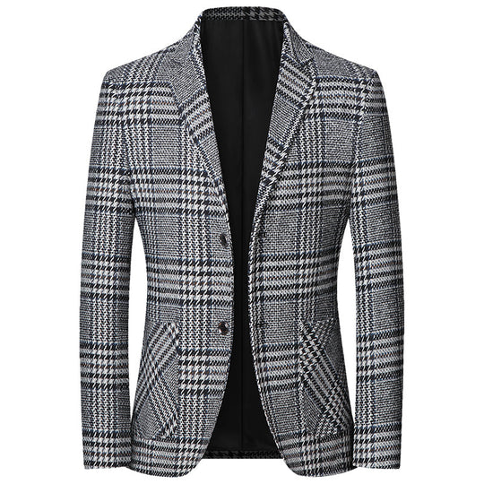 Herren Glencheck-Sakko Slim Fit aus Wollmischung mit dezentem Overcheck EB