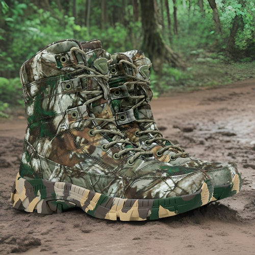 Herren hochgeschnittene Camo Einsatzstiefel mit schnelltrocknendem Obermaterial EB