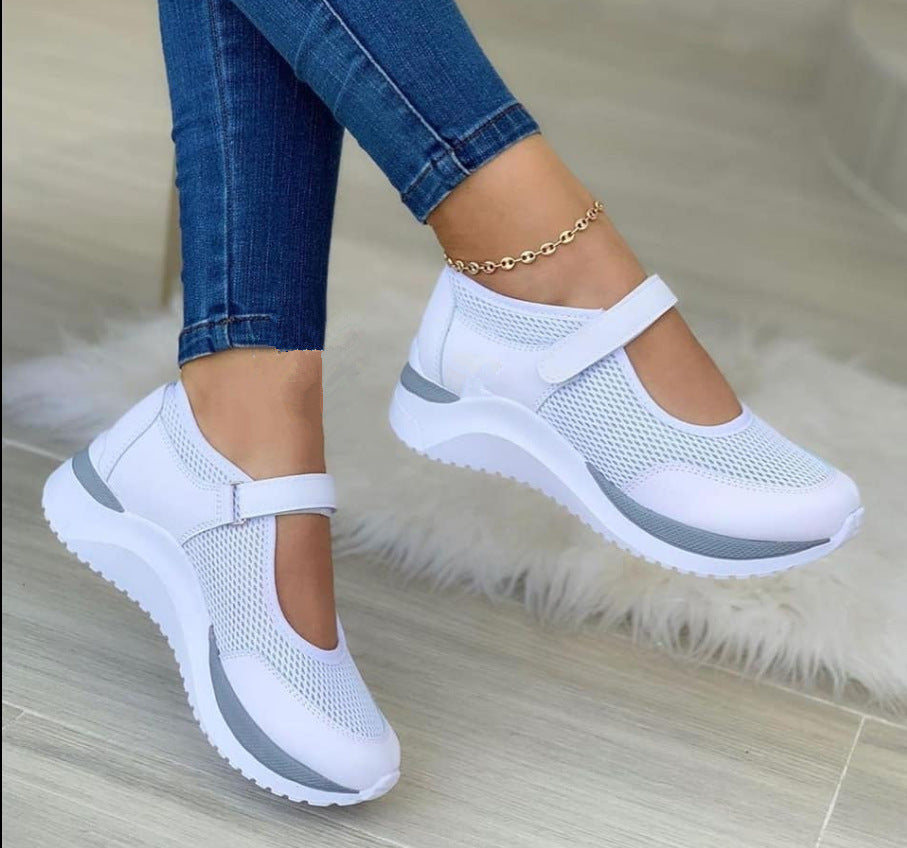 Damen Bequeme und atmungsaktive Sneakers mit verstellbarem Riemen EB